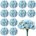 Flores Artificiales Tigeen Pack 12 Manojos – Peonías, Rosas y Hortensias de Seda para Bodas, Jarrones y Decoración (Champán, Blanco y Azul)