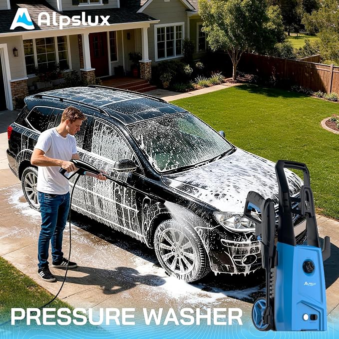 Hidrolavadora eléctrica, hidrolavadora eléctrica con boquilla ajustable, máquina de limpieza a presión con cañón de espuma para automóviles, cercas, entradas de vehículos, patios y limpieza del hogar.