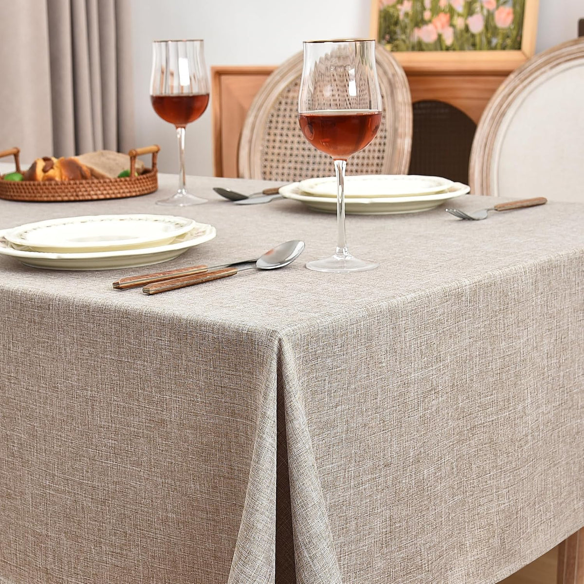 Manteles de lino sintético para mesas rectangulares – Paquete de 6 manteles de tela texturizados lavables, longitud del suelo para bodas, fiestas, banquetes, cumpleaños