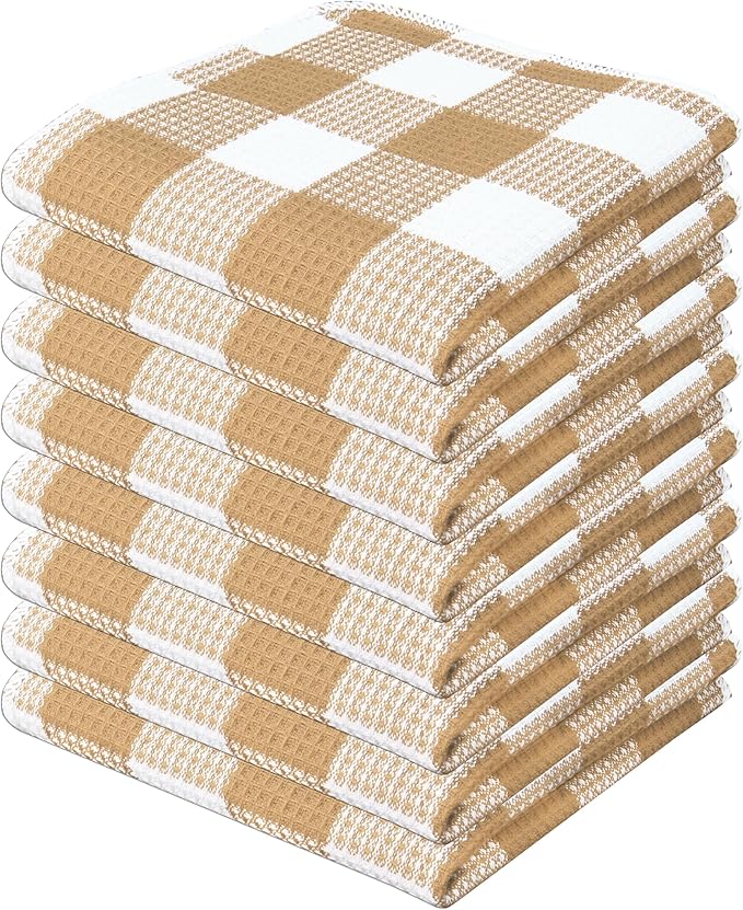 Paños de Cocina Tejido Gofre 100% Algodón | 12x12" | Pack de 8