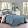 Quilt Colcha King Size Azul Ceniza — Solo Quilt, SIN Fundas de Almohada, Microfibra Suave Patrón Geométrico