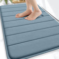 Alfombrilla de baño de espuma viscoelástica OLANLY de 32x20 pulgadas, alfombras de baño supersuaves y absorbentes, de secado rápido, lavables a máquina, alfombras para ducha, alfombra de baño, accesorios de decoración para el hogar, azul claro