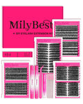 MilyBest 4 Styles Lash Clusters Kit 864Pcs Eyelash Clusters Lash Kit Lash Clusters D Curl DIY Pestañas individuales postizas con 2 Bond&Seal Wispy Bulk Cluster Extensions Kit De Pestañas