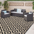 SAND MINE Alfombra impermeable para exteriores de 8x8 pies, alfombra reversible