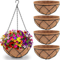 Cestas Colgantes Lxmlwin 4 Unidades 30 cm Alambre Metal Forradas Fibra Coco para Jardín Patio Balcón