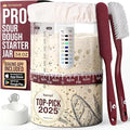 Tarro de masa madre Superbaking para principiantes con tarro de vidrio de boca ancha de 967 ml (34 oz), recipiente para masa madre con guía y recetas, regalo para hornear masa madre, olla para masa madre