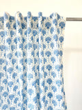 Cortina ATOSII 100 % algodón con estampado de bloques, fácil de colgar, con bolsillo para varilla y presilla, estilo bohemio que filtra la luz en sala, comedor y dormitorio, juego de 1, 152 cm de ancho x 244 cm de largo, color azul Padma 