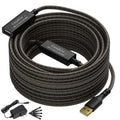 Cable de Extensión USB Activo 100 Pies – USB 2.0 A Macho/Hembra, 2 Chipsets Amplificadores, Cobre 22AWG, Fuente AC