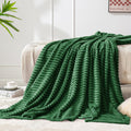 Manta Forro Polar Bedelite Individual | Verde | 60x80" (152x203 cm) | Jacquard Acanalado 3D | Suave Cálida Mullida | Sofá Cama Sillón | 1 Unidad