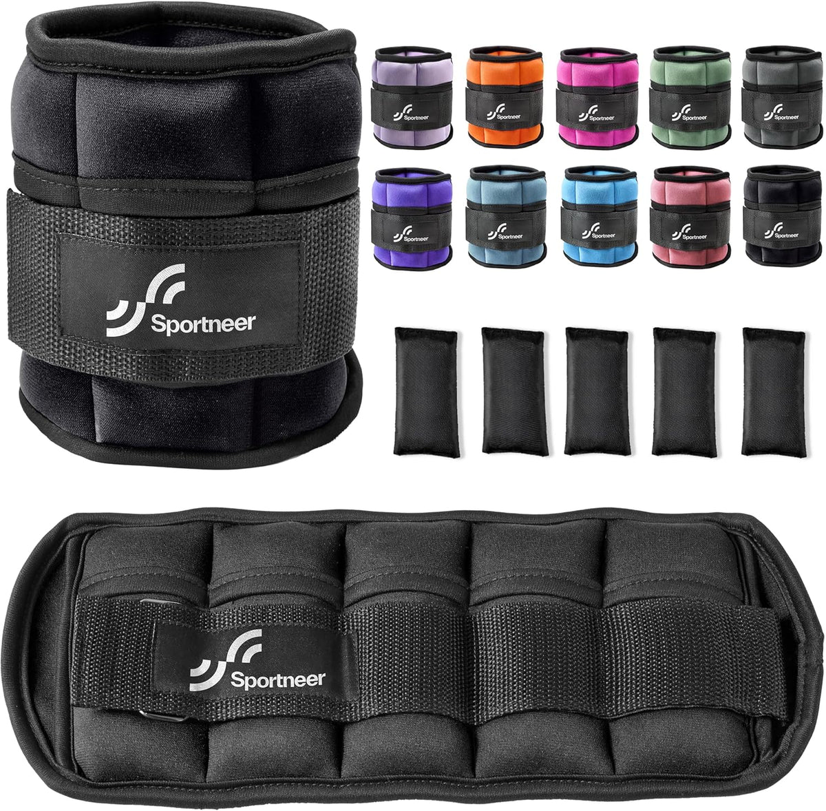 Pesas para Tobillo Ajustables Sportneer 2 a 10 lb por Par Neopreno Suave Unisex para Caminar Correr Pilates