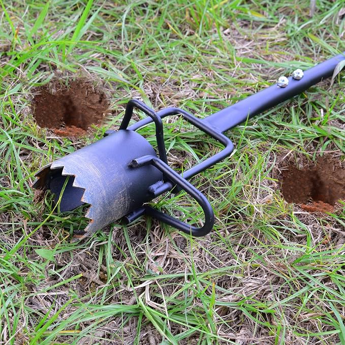 Omesata Extractor de Césped y Plantador de Bulbos – Mango Largo, Base Dentada para Tulipanes, Lirios y Narcisos