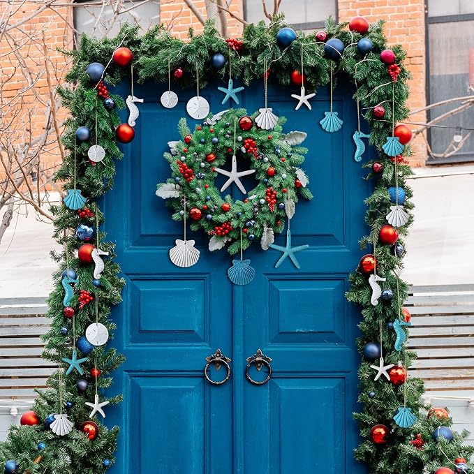 Adornos Navideños Temática Oceánica Jetec – Estrellas de Mar, Conchas y Dólares de Arena