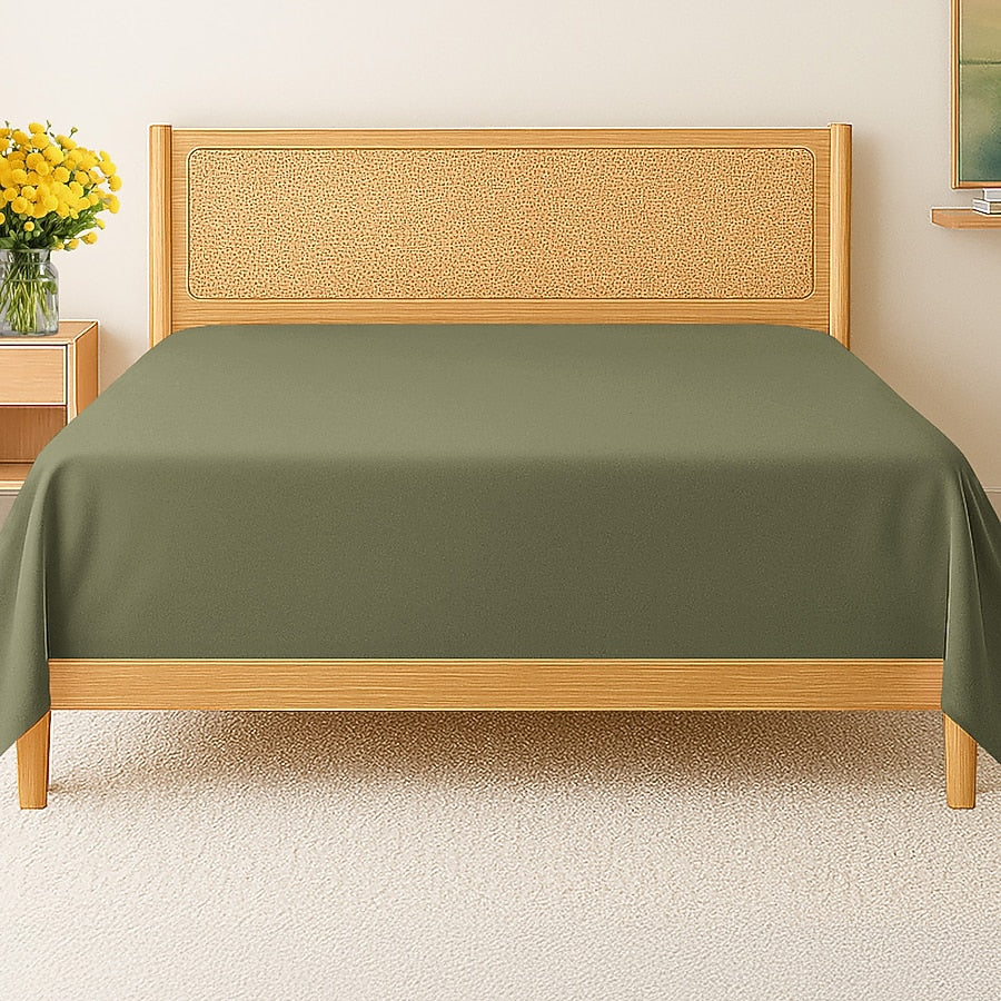 Sábana plana Queen verde salvia de CGK Linens