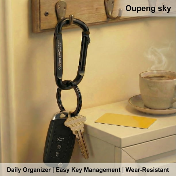 Mosquetón Oupeng Sky Heavy Duty Iron, negro, 6 unidades