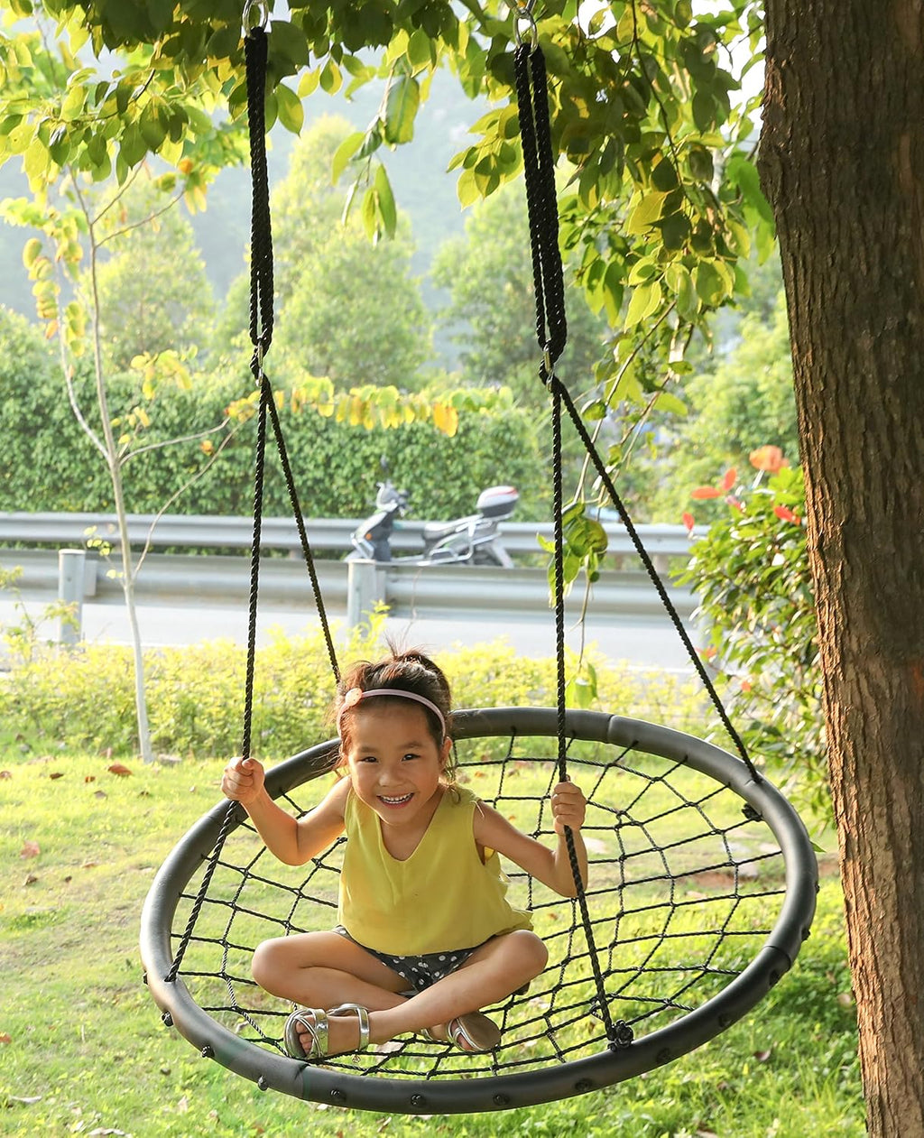 Columpio redondo de red para árbol con cuerdas para colgar Marca: PLAYBERG
