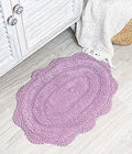 Alfombra de Bano Ovalada Chardin Home — 100% Algodon con Borde Crochet Artesanal, Color Lavanda
