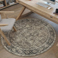 PureCozy Alfombra Redonda Cafe 90cm | Tapete de Entrada Circular Vintage Lavable Antideslizante Estilo Retro Desgastado para Hogar