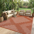 Alfombra Exterior Impermeable Garvee 244x305cm | Reversible y Fácil Limpieza para Patio, Terraza y Porche, Terracota y Blanco