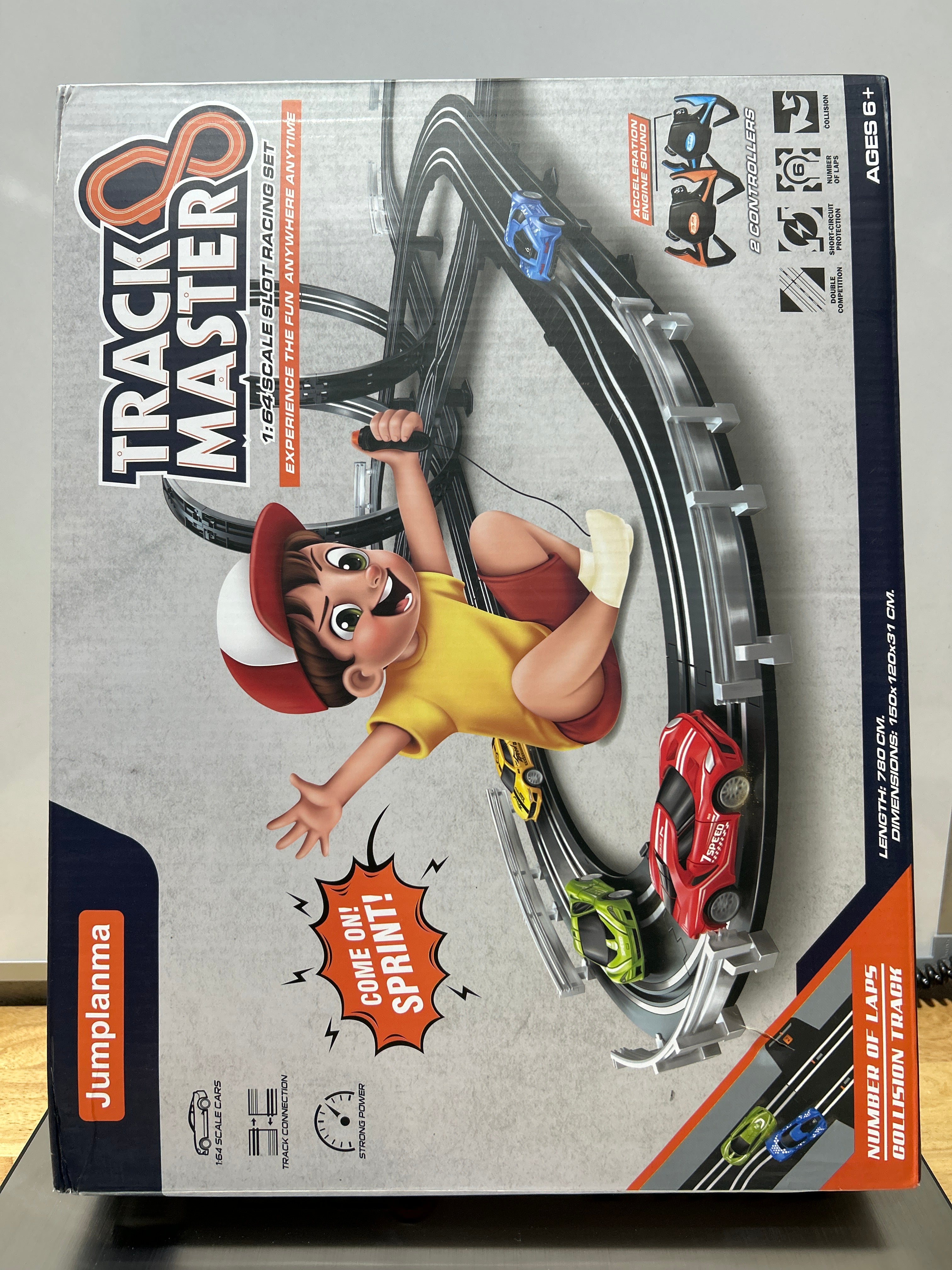 Slot Car Race Track Sets for Boys Kids,Battery or Electric Race Car Track with 4 High-Speed Slot Cars and 2 Hand Controllers,Dual Racing Game Lap Counter Circular Overpass Track Toys Age 6 7 8-12