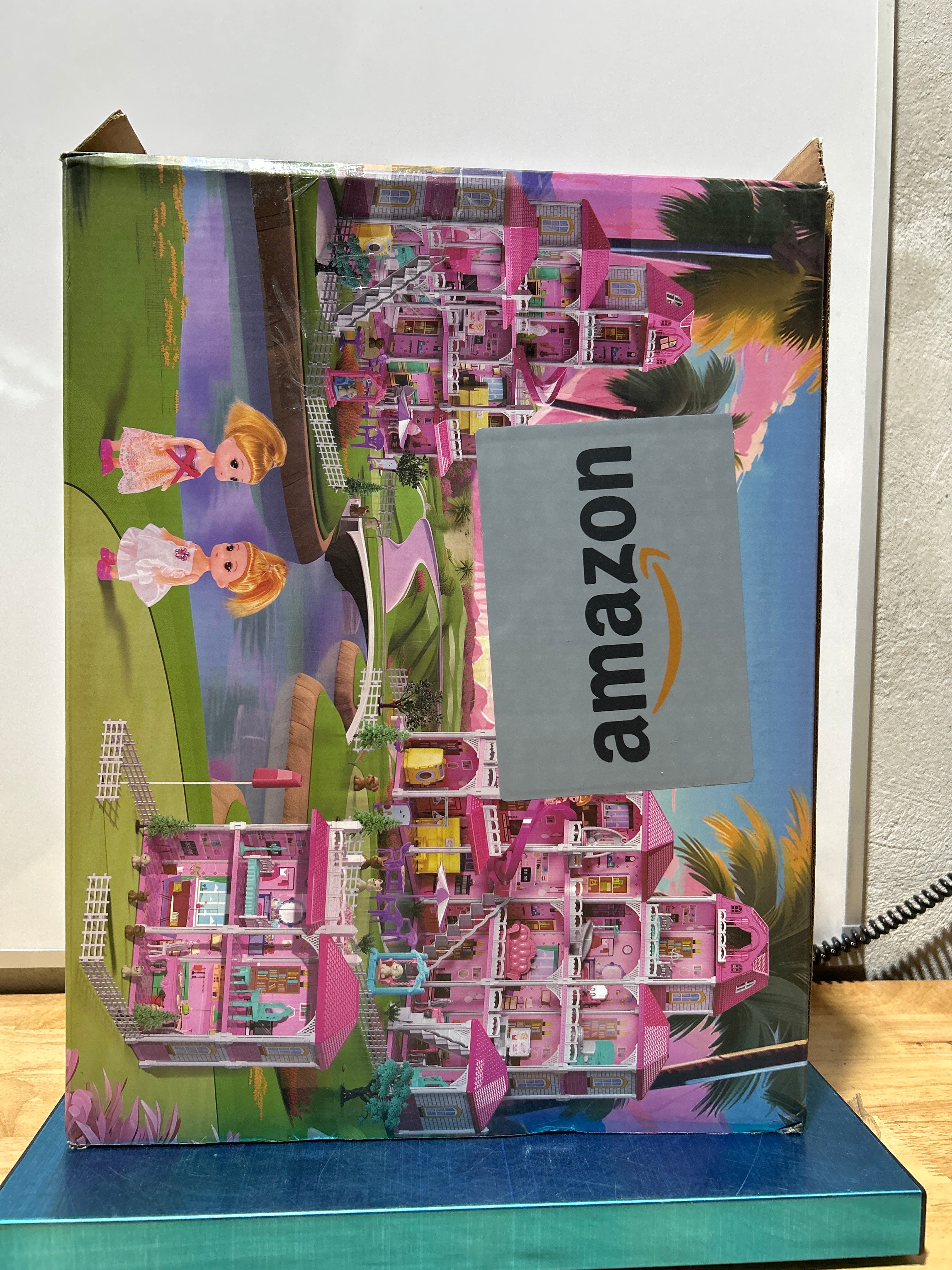 Villa Playset for Girls - 4-Story 12-Room Dollhouse 28.9"x22.8"x31.3" - 2 Dolls, 4 Dogs & 33+ Furniture Pieces - Easy Assembly - For Ages 3-8 - Birthday Christmas Gift