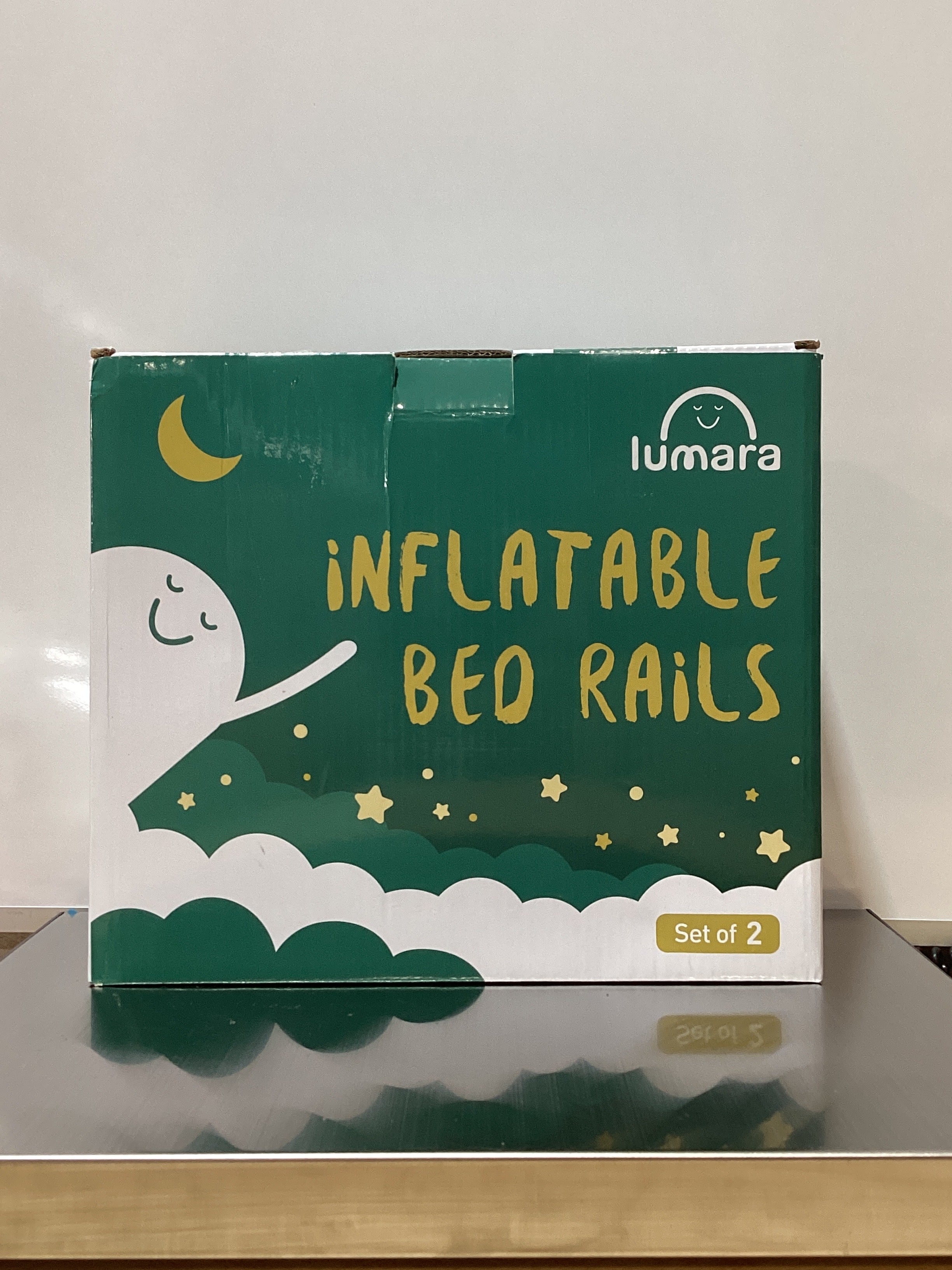 LUMARA Inflatable Bed Rail for Toddlers 2 Pack - Portable Travel Bed Bumpers for Kids Fits Twin Full Queen King Size Beds - Non-Slip Safety Guard Rails