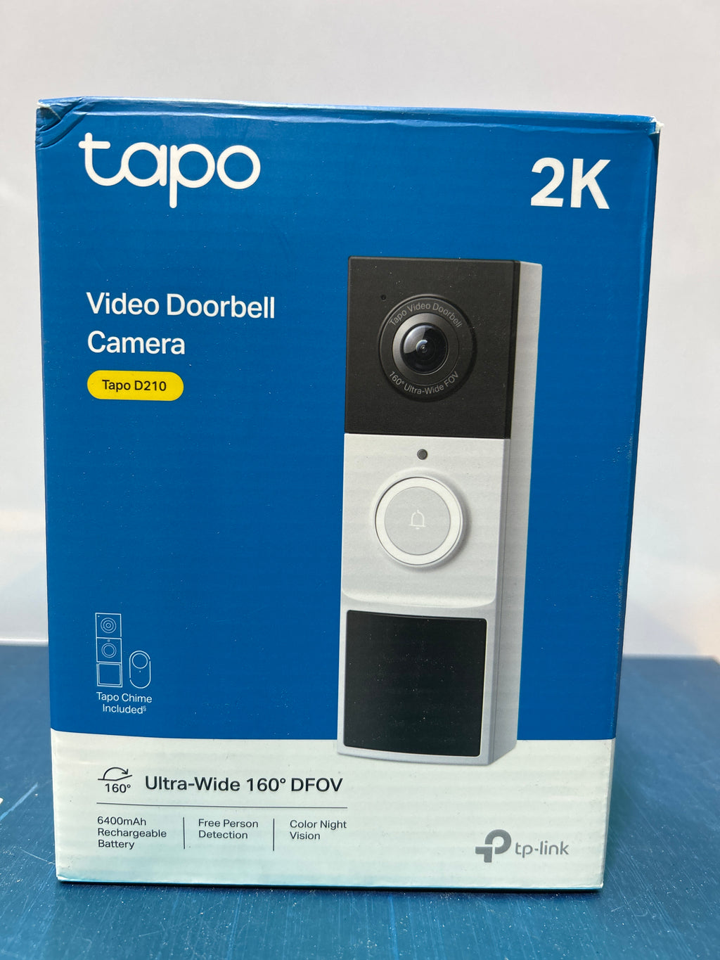 Timbre inteligente con video inalámbrico Tapo 2K con timbre - Vista ultra amplia de 160°, detección de personas, llamada de timbre, audio bidireccional, almacenamiento local sin suscripción/nube opcional, alerta de solo movimiento, D210 