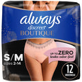 Always Discreet Boutique Ropa Interior para Incontinencia, Protección Máxima, Talla S/M, Rosado, 12 Unidades