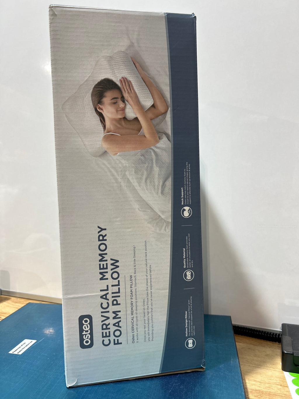 Almohada cervical osteo para aliviar el dolor de cuello, diseño hueco, almohadas de espuma viscoelástica sin olor con funda refrescante, almohada ortopédica ajustable para dormir, soporte para quienes duermen de lado y boca arriba. 