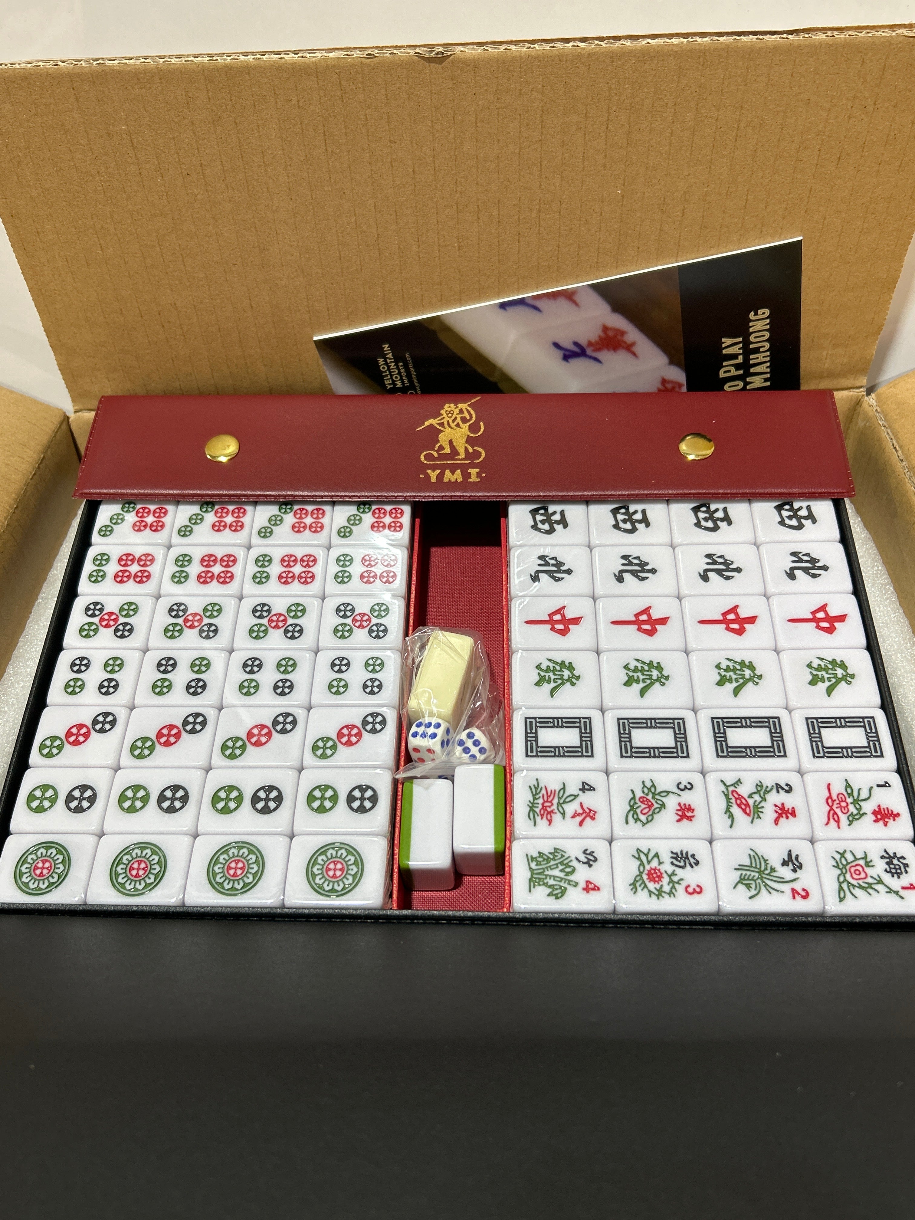 Juego de mahjong chino de Yellow Mountain Imports – Rouge Heritage – 146 fichas medianas, juego profesional para juego de estilo chino [ä¸å¼ éº»å°‡ å°ˆæ¥å¥—è£ ] 