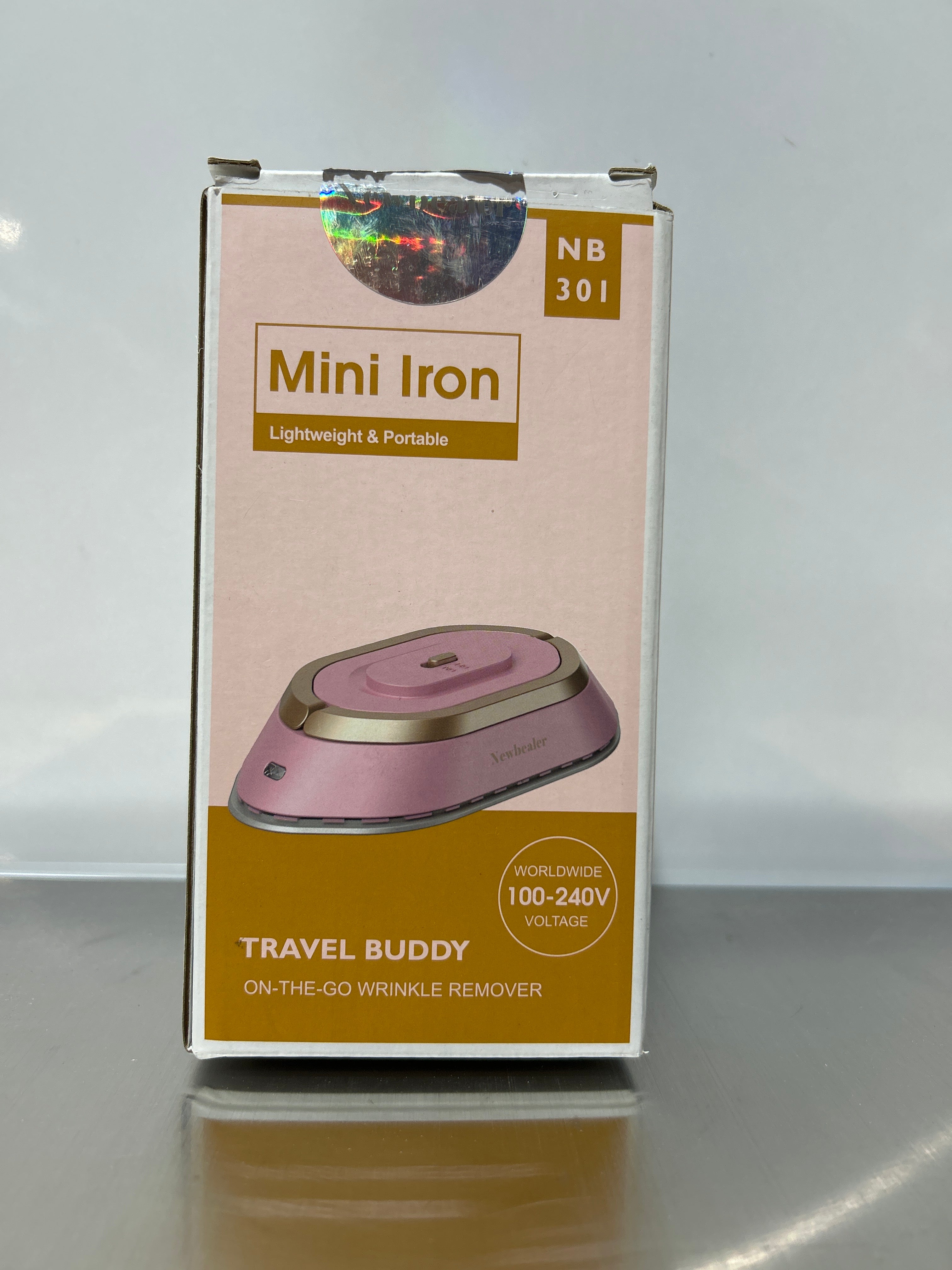 Plancha de Viaje Newbealer NB301 Mini 300W – Voltaje Universal 100-240V, Cerámica Diamante, Lista en 60s, Rosa