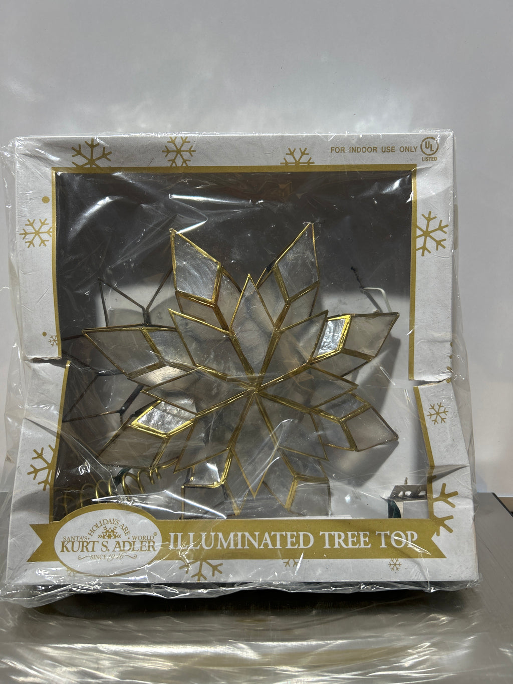 Estrella para Árbol de Navidad Kurt Adler Capiz 21.6cm – 10 Luces Incandescentes, 8 Puntas, Elegante