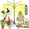 ⚠️ NO INCLUYE ACCESORIO DE PRENSA — Lámpara LED Wolezek para Plantas de Interior — Espectro Completo, 5 Cabezas, Timer y Clip Ajustable