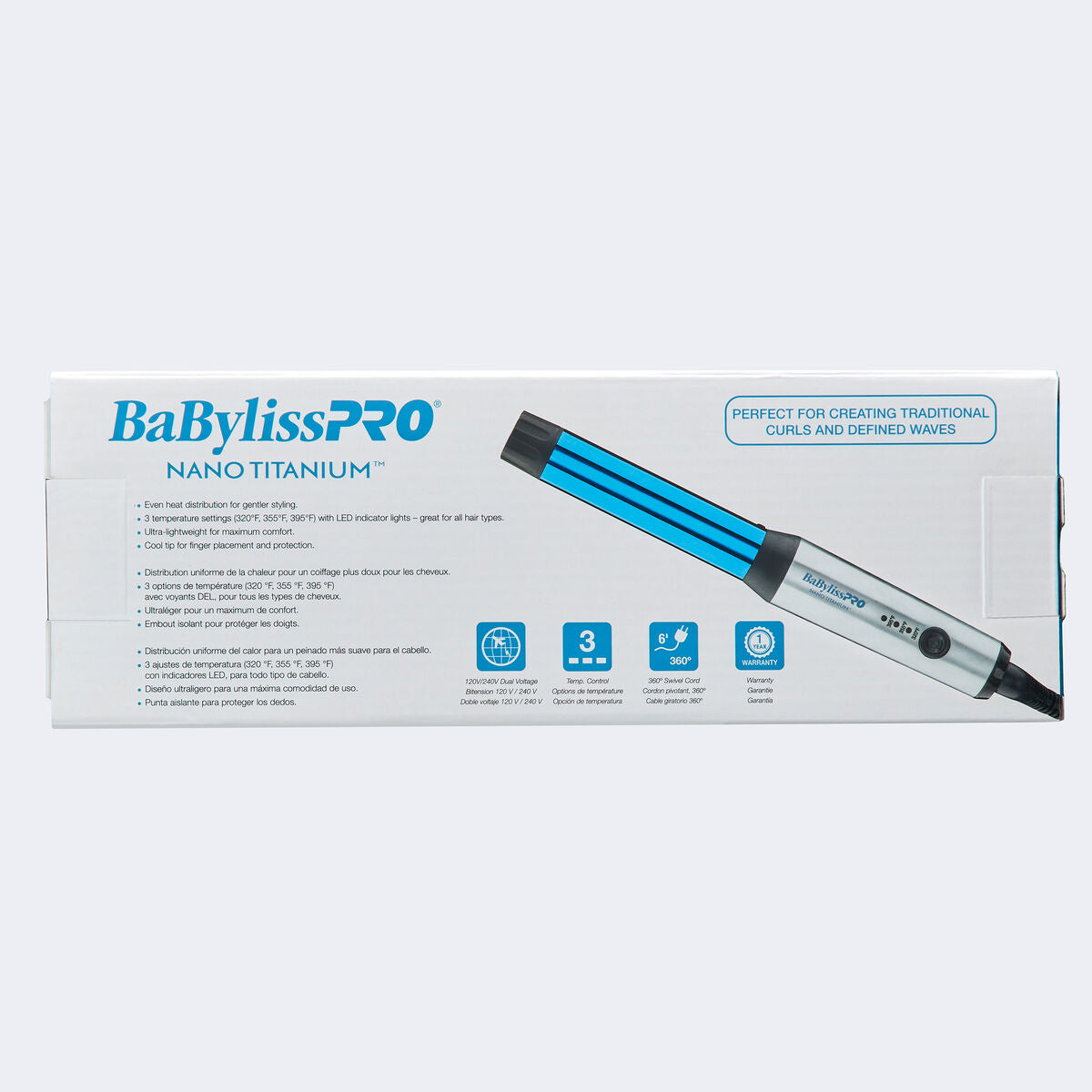 Rizador compacto BaBylissPRO® Nano Titanium™ de 1 pulgada
