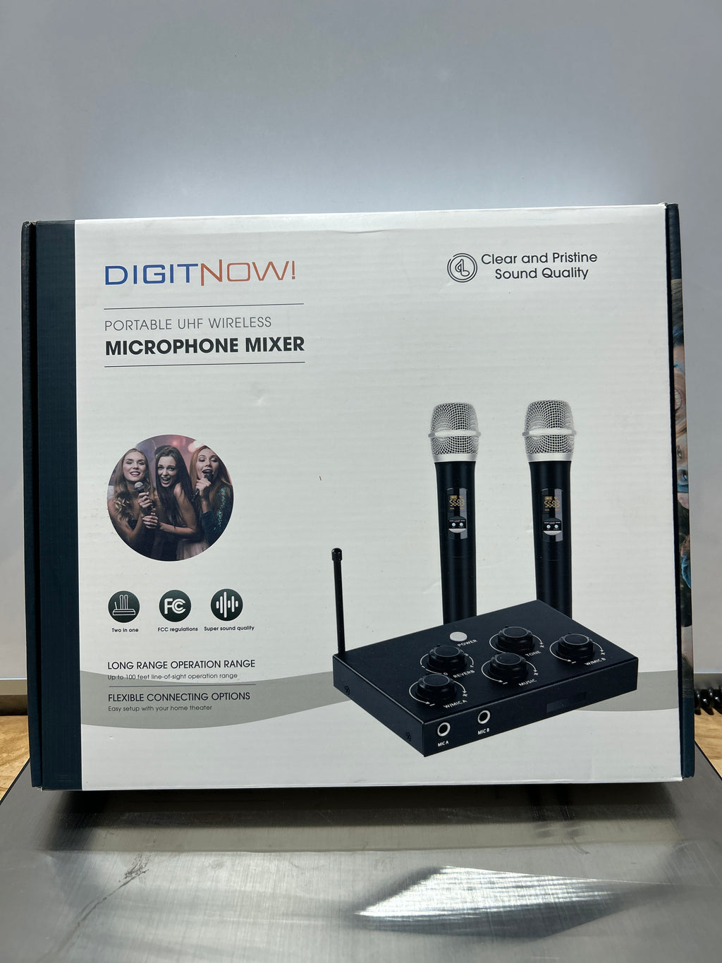 ¡DIGITNOW! Sistema mezclador de micrófono de karaoke portátil con micrófono inalámbrico UHF dual, entrada/salida HDMI-ARC/óptica/AUX y HDMI en receptor de canto para Smart TV, PC, KTV, cine en casa, amplificador y altavoz. 