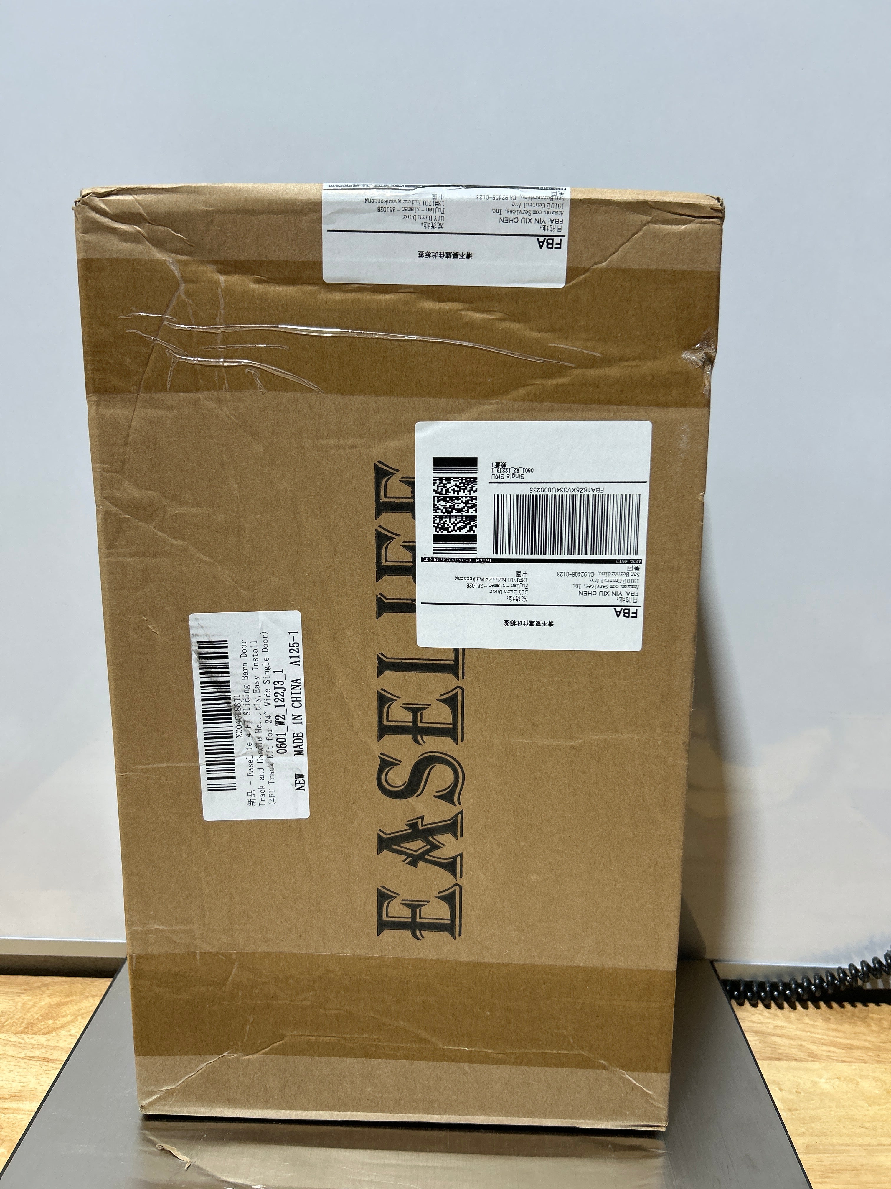 EaseLife Kit de Riel para Puerta Corrediza Estilo Granero 4 FT - Acero Negro, Silencioso, Fácil Instalación