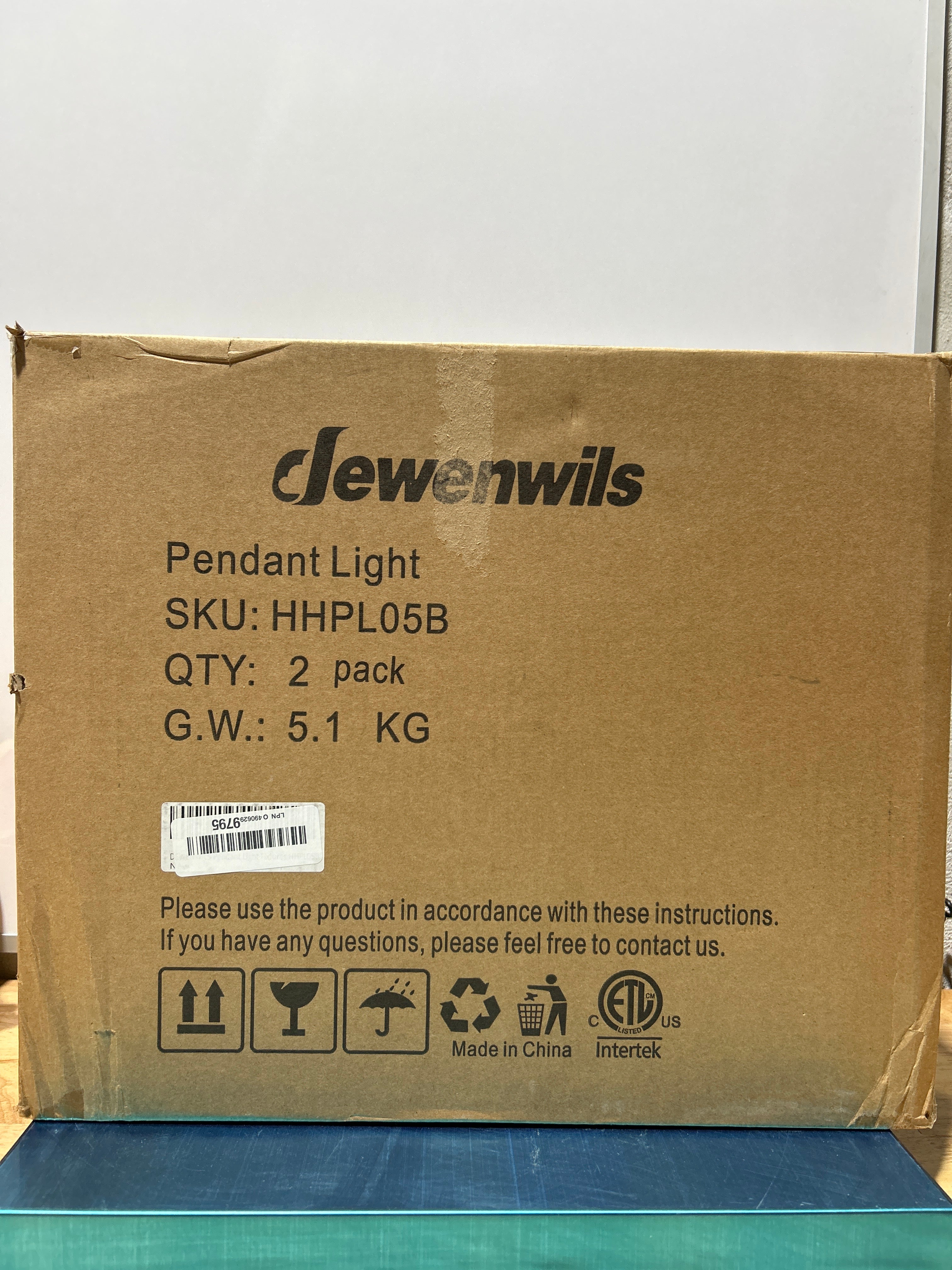 Lamparas Colgantes Estilo Farmhouse DEWENWILS – Pack de 2, Metal con Acabado Veta de Madera, Altura Ajustable hasta 48 Pulgadas, Certificacion ETL