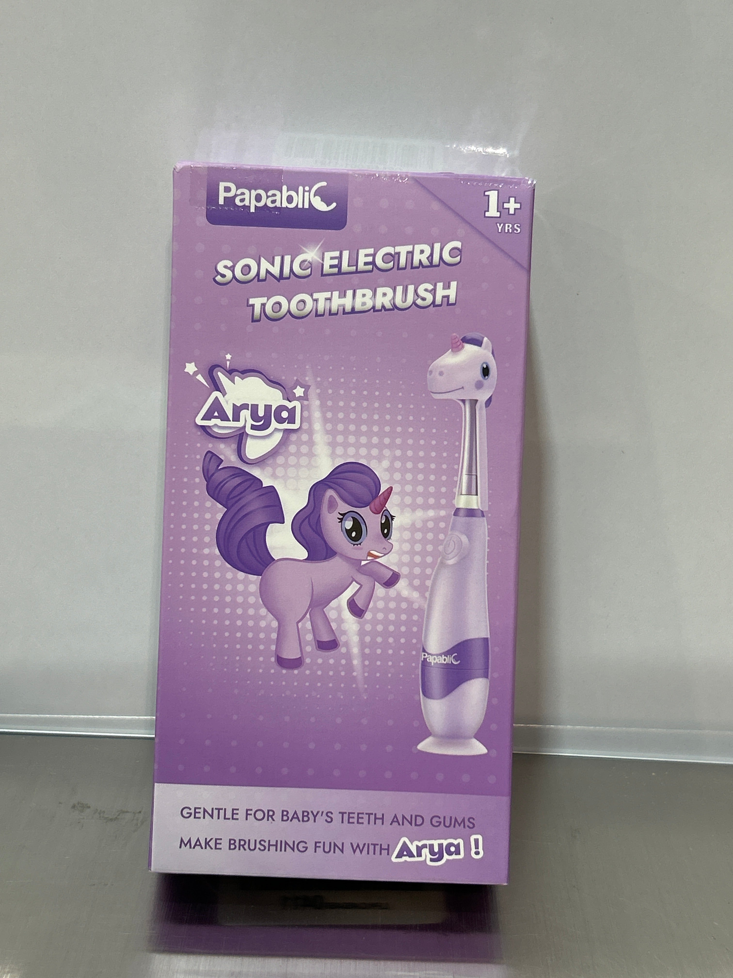 Cepillo Dental Eléctrico Papablic Arya – Diseño Unicornio, Luz LED, Timer, 4 Cabezas de Repuesto, Niños 1-3 Años
