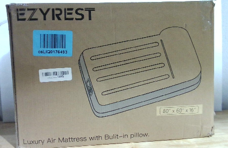 Ezyrest Colchón de aire Queen con bomba incorporada, colchón inflable de doble altura de 16 pulgadas con parte superior flocada suave y bolsa de transporte, colchón inflable ajustable, cama de aire