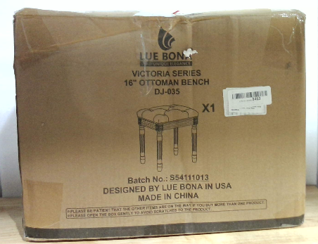 Banco de Tocador LUE BONA Tapizado en Tela – Estilo Francés Vintage, Patas de Madera Tallada, Color Trigo