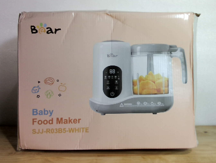 Procesador Comida Bebé BEAR 2024, Vaporizador Licuadora Puré Un Paso, Cocción Molienda Automática, Autolimpiable, Pantalla Táctil, Blanco