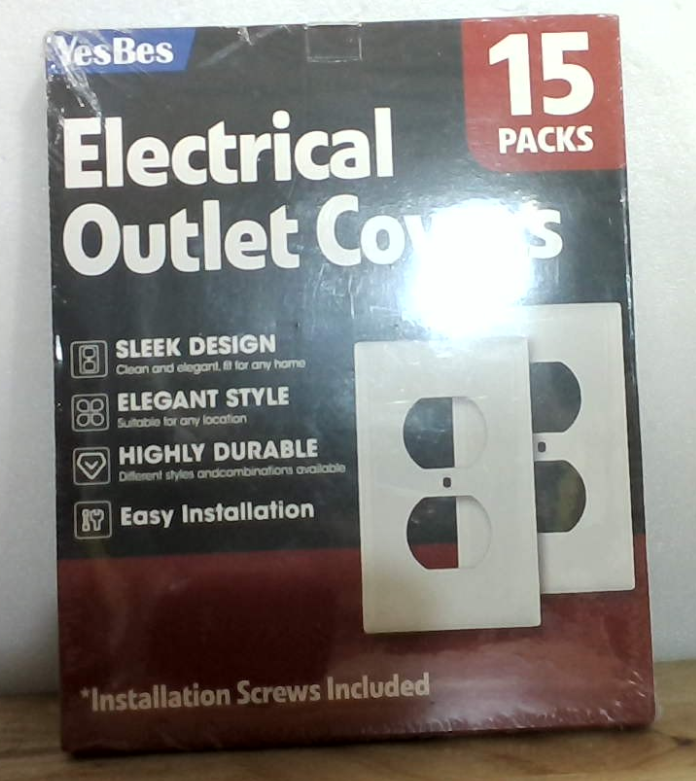 Paquete de 15 tapas para enchufes, placa para interruptor de luz de tamaño estándar de 1 módulo (4.50" x 2.75"), placas de pared dúplex, placa de pared para tapas de enchufes, policarbonato termoplástico, blanco