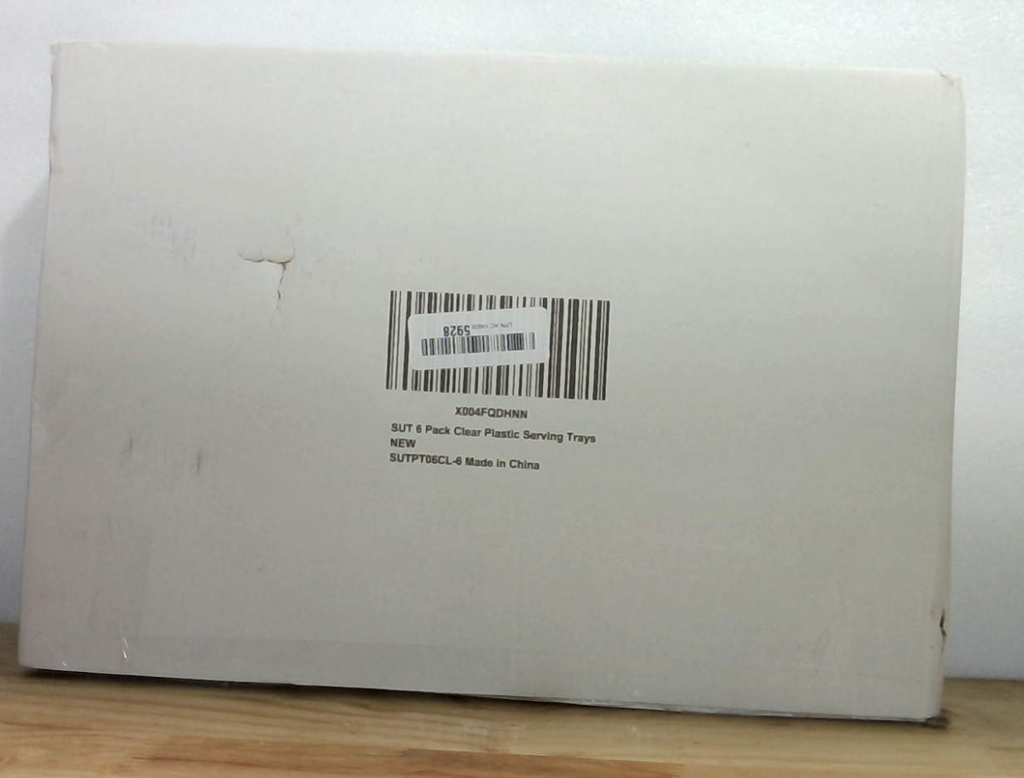 SUT Paquete de 6 bandejas transparentes para servir entretenimiento, platos de servir de 16 x 11 pulgadas para aperitivos, frutas, galletas, postres, bandejas de plástico