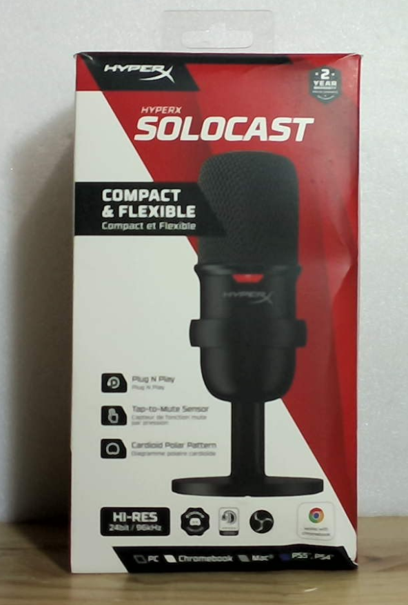 HyperX SoloCast - Micrófono condensador USB con sensor táctil para silenciar, para gaming, streaming, podcasts, Twitch, YouTube, Discord - Negro