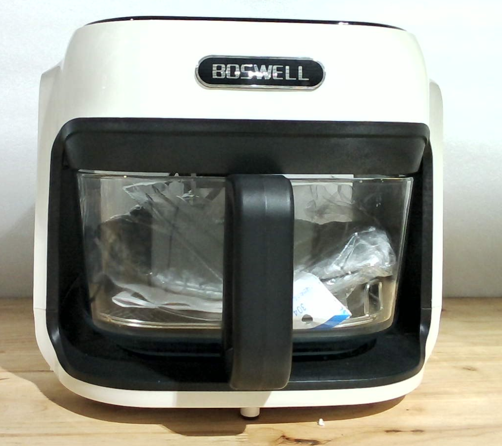 Freidora de aire de vidrio BOSWELL, 7.5 cuartos con tazón transparente, calefacción circulante, control de temperatura