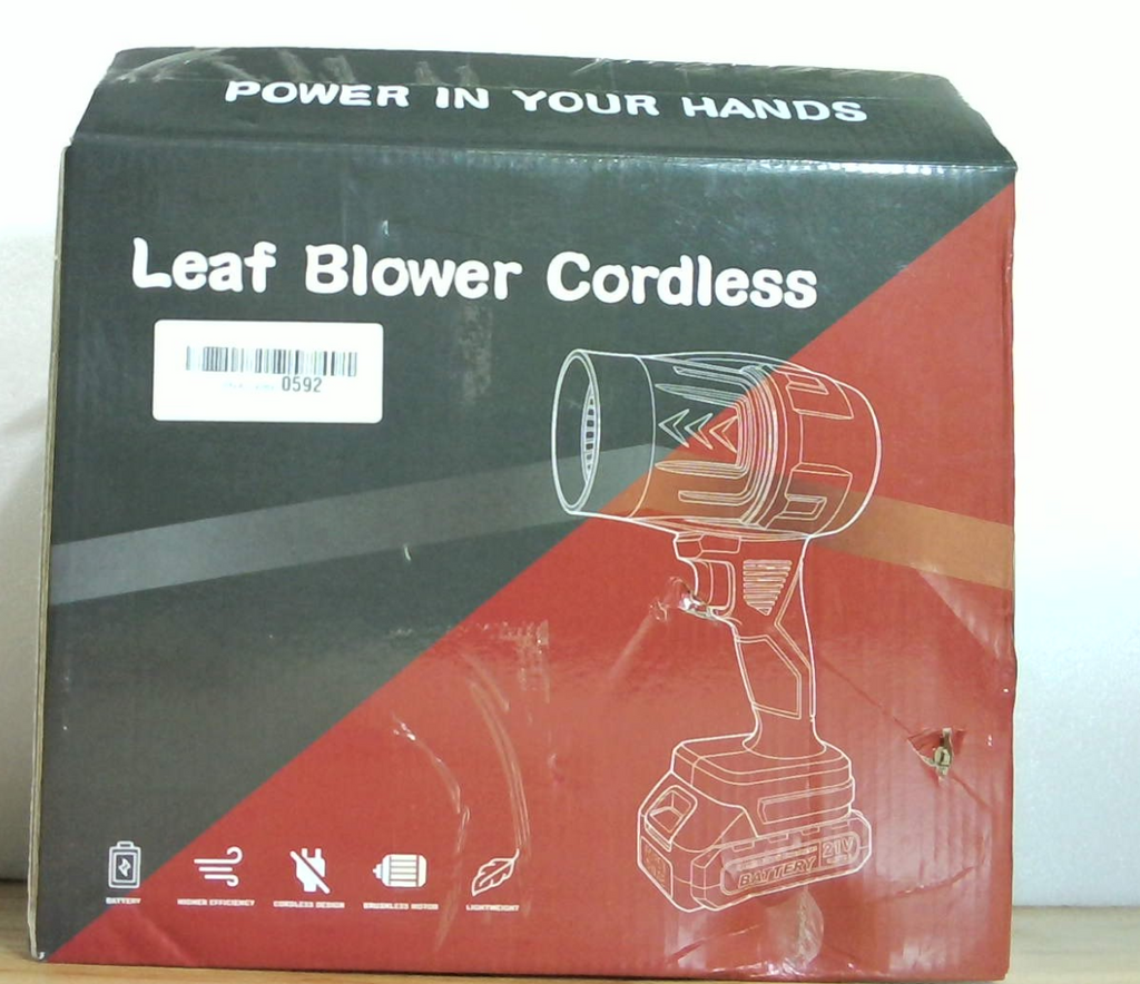Soplador de hojas inalámbrico con 2 baterías de 21 V y 2,0 Ah y caja de herramientas, motor sin escobillas