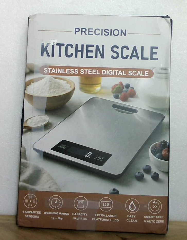 Báscula alimentos digital 5 kg, acero inoxidable, alta precisión para hornear cocinar, mide gramos y kilogramos