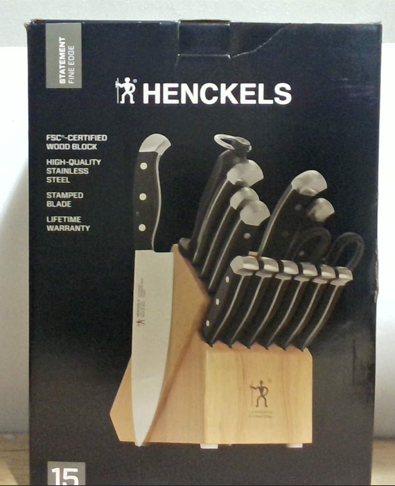 Juego de Bloque de Cuchillos HENCKELS 15 Piezas Calidad Premium, Filo Afilado Navaja, Ingeniería Alemana, Ligero y Resistente, Seguro Lavavajillas