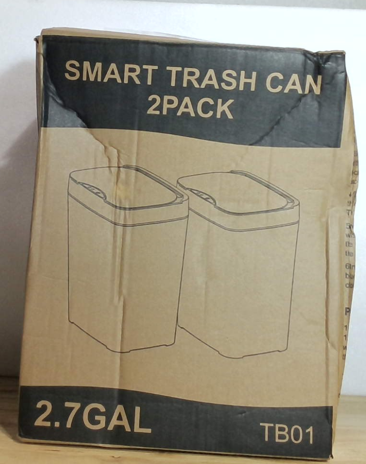 ⚠️ IMPORTANTE: 1 DE LAS TAPAS ESTÁ MANCHADA, NO AFECTA SU FUNCIÓN | Canasta de Basura para Baño Vanpopubs 2 Paquetes 10.2L, Automática Táctil Impermeable, Inteligente, Slim, Sensor de Movimiento para Dormitorio Oficina Cocina