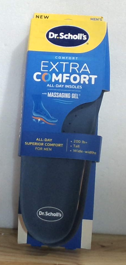 Plantillas de Soporte Extra Comodidad Dr. Scholl's para Hombres, Tallas 8-14, 1 Par, Insertos de Zapato con Gel de Masaje para Hombres Grandes 90+ kg, Pies Anchos, Soporte de Arco, Personalizables