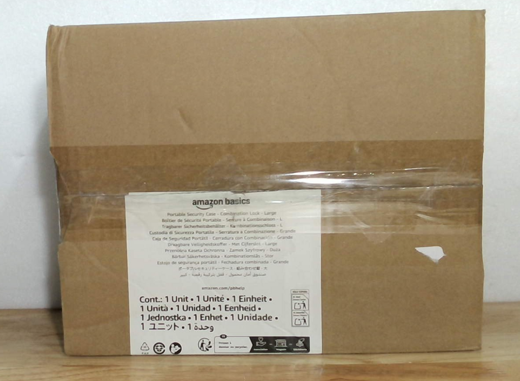 Caja de Seguridad Portátil Amazon Basics Caja Bloqueable Cerradura Combinación para Documentos Objetos Valiosos Artículos Personales Cuarto Dormitorio Casa Grande Negro
